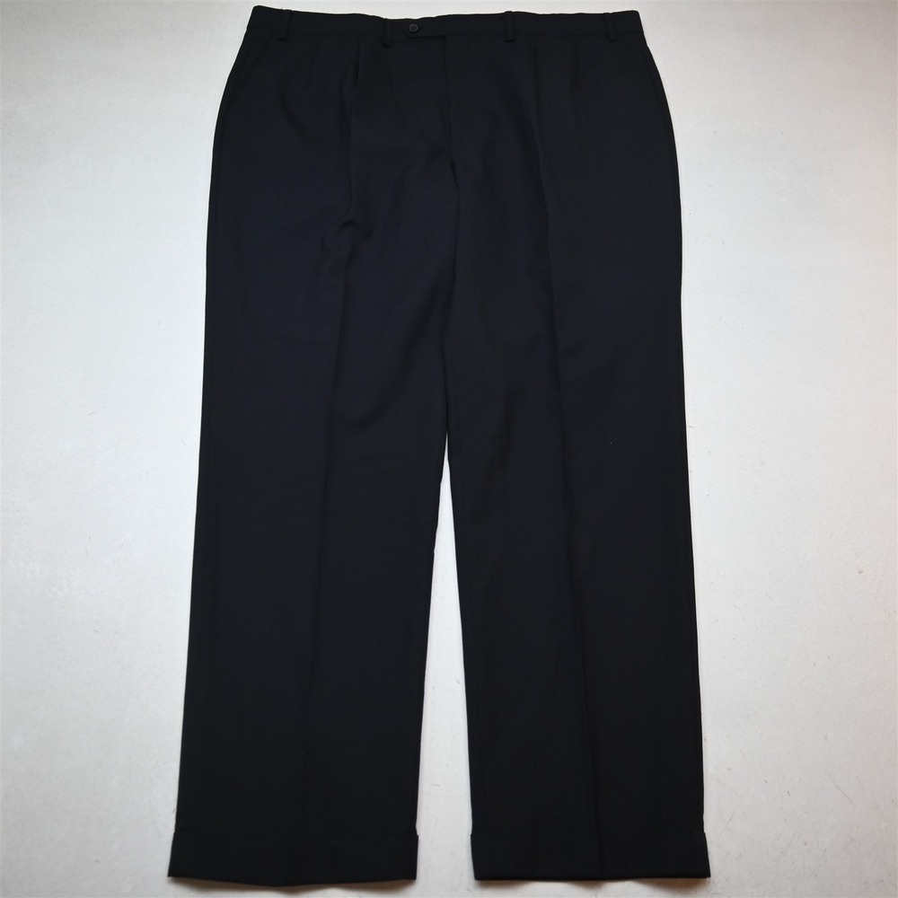 Lauren Ralph Lauren 42x32 Navy Blue Wool Pleated Cuffed Classic Dress Mens Pants